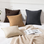 MIULEE Decorative Linen Pillow Covers 20x20 Inch Brown ​Boho Farmhouse​ - Image 4