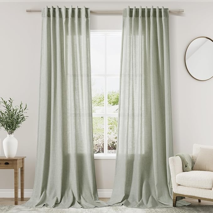 Nanspring Sage Green Curtains 132 Inches Long 2 Panels by Nanspring