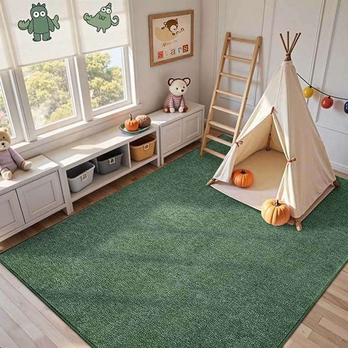 FinRèc 4x6 Washable Area Rugs for Bedroom Living Room, Low Pile Thin Rug Solid - Image 5