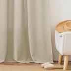 RYB HOME Extra Wide Sheer Curtains, Linen Texture Semitransparent Sheer Drapes - Image 6
