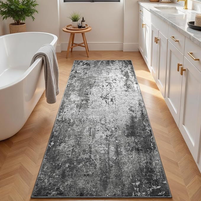 2x6 Black Rug Runners for Hallways Kitchen Runner Rug Non Slip Washable Black - Image 3
