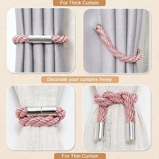 NICEEC 4 Pack Strong Magnetic Curtain Tiebacks Modern Simple Style Drape Tie - Image 6
