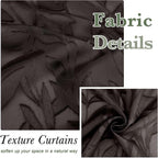 Lecloud Leia Chocolate Brown Sheer Curtains 84 Inches Long 2 Panels, Jacquard - Image 8
