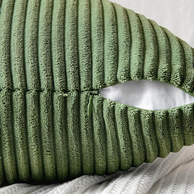 MIULEE Moss Green Decorative Throw Pillow Covers 18x18 Inch - Image 3