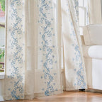jinchan Evelyn Embroidered Linen Curtains 84 inch Long 2 Panels Blue Curtains - Image 4