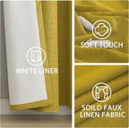 Yakamok Mustard Yellow Linen Curtains 100% Blackout 84 Inches Long, Room - Image 6