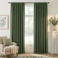 RYB HOME Olive Green 100% Blackout Linen Curtains 90 inches Long, Luxury by RYBHOME