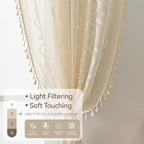 WAZZIO Boho Lace Curtains 2 Panels 84 Inches Long-Cute Vintage Victorian Sheer - Image 4