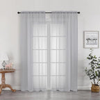OWENIE Light Grey Sheer Curtains 78 inches Long 2 Panels Set by OWENIE