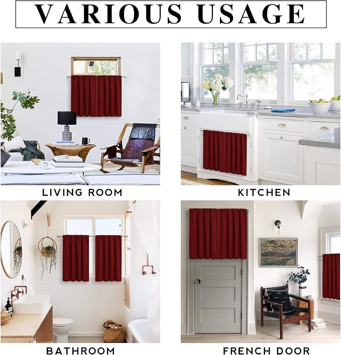 RYB HOME Half Curtain Tiers 36 inch Length, Rod Pocket Summer Heat Blocking - Image 6