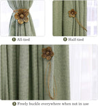 Lewondr Curtain tie Magnetic, 4 Pieces Vintage Resin Flower Curtain Drapery - Image 2