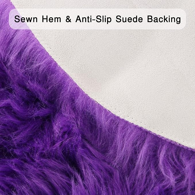 duduta Purple Faux Sheepskin Fur Rug 3x5 ft, Fluffy Shag Bedroom Dorm Nursery - Image 2