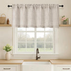 OVZME Valance for Windows, Light Filtering Faux Linen Textured Small Kitchen by OVZME