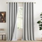 NICETOWN Grey Long Linen Full Shade Panels, Pair of Thermal Insulated & Energy by NICETOWN