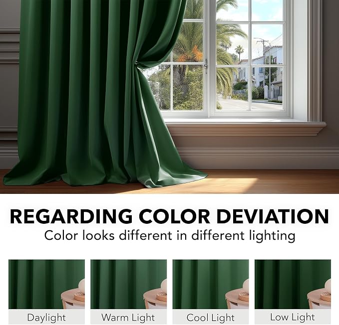 Deconovo Blackout Curtains, Thermal Insulated, W52 x L45 2 Panels, Back Tab - Image 6