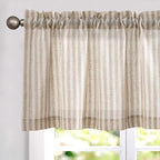 jinchan Valance Curtain Linen Textured Striped Window Curtain by JINCHAN
