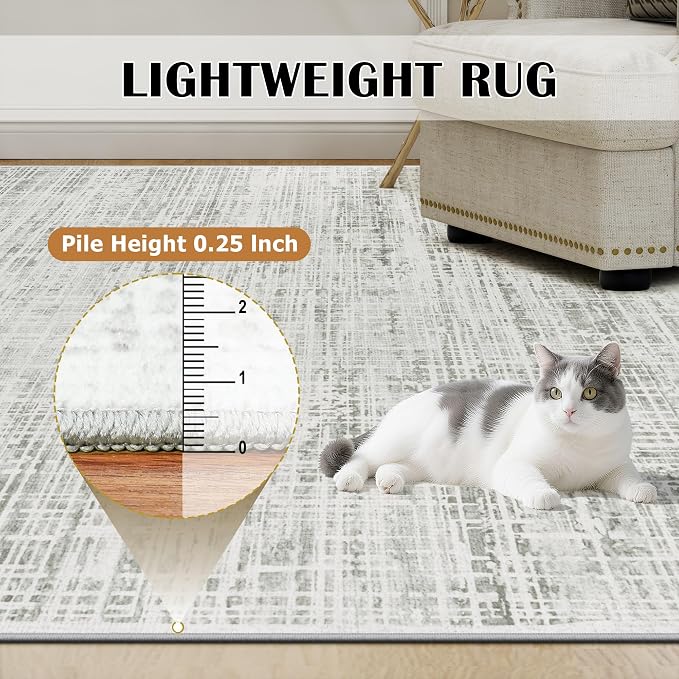 10x12 Area Rugs Washable Rug: Anti-Skid Abstract Modern Living Room Rug Soft - Image 6