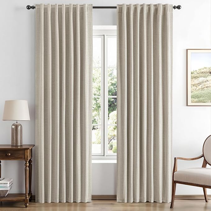 MIULEE 100% Blackout Linen Curtains by MIULEE