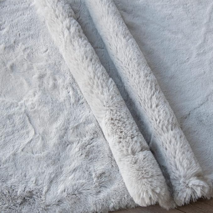 ORINOVA Light Gray Faux Fuzzy Fur Washable Rugs - Image 6