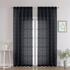 Chyhomenyc Black Sheer Curtains 90 Inch Length 2 Panels Set, Light Filtering by Chyhomenyc