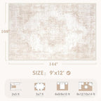 Area Rug 9x12 Vintage Rugs: Large Washable Living Room Rug Retro Medallion - Image 2