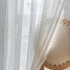 WAZZIO Boho Lace Curtains 45 Inches 2 Panel, Light Filtering Privacy Tassel & - Image 5