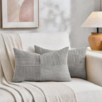 Fancy Homi 2 Packs Grey Lumbar Decorative Throw Pillow Covers 16x32 Inch - Image 5