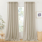 RYB HOME Semi Sheer Curtains 120 inches Long, Faux-Linen Privacy Sheer Drapes by RYBHOME