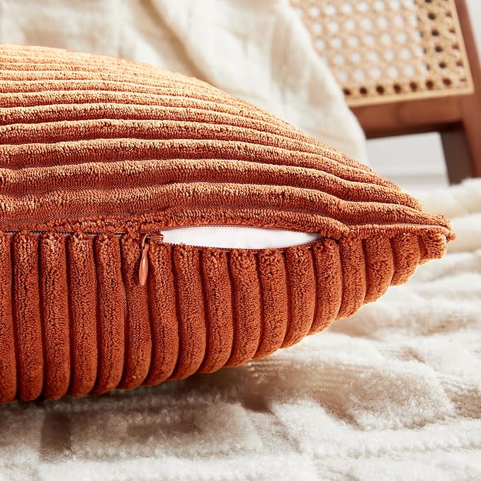 Fancy Homi Set of 2 Burnt Orange Lumbar Decorative Throw Pillow Covers 16x26 - Image 4
