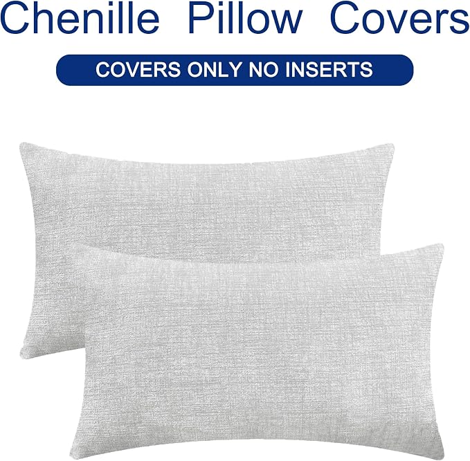 CaliTime Throw Pillow Covers Decorative 12 X 20 Inches Pack of 2 Cozy Chenille - Image 6