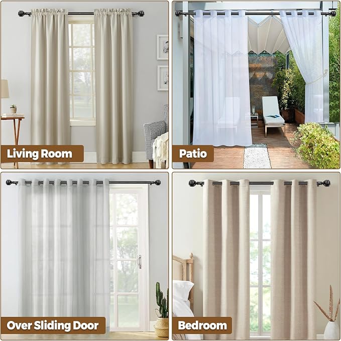 KAMANINA Curtain Rods for Windows 66 to 120 Inch, 7/8 Inch Black Heavy Duty - Image 9