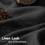 Nanspring Black Short Kitchen Linen Curtains 30 Inch Length Kitchen, Semi Sheer - Image 4