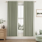 Sage Green 100% Blackout Linen Curtains 72 Inch Length 2 Panels Set - Image 9