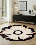 Latte&Fog Round Area Rug for Living Room, Modern Floral Washable Circle Rug by LatteFog