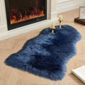 AMTOVO Faux Fur Rug, Dark Blue Area Rug, Fluffy Sheepskin Rug, Fuzzy Ultra Soft by AMTOVO