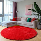 ONASAR Red Round Rugs 5ft for Bedroom Living Room, Fluffy Circle Area Rug for - Image 4