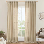 LAMIT Linen Blended Curtains for Bedroom, Faux Linen Textured Light Filtering by LAMIT