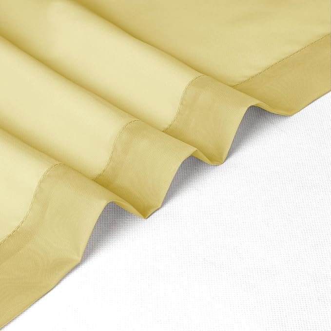 Chyhomenyc Sheer Mustard Yellow Curtains 90 inches Long 2 Panels, Light - Image 8