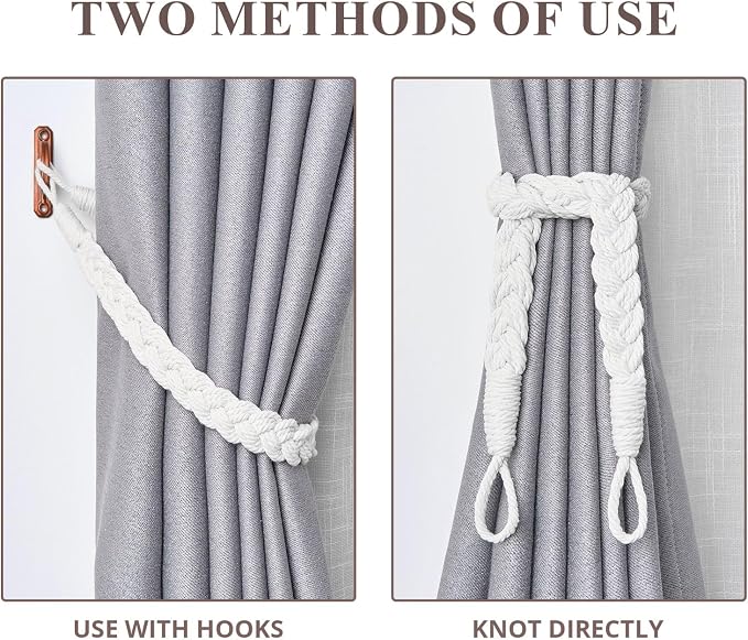 NICEEC 4 Pack Natural Cotton Rope Curtain Tiebacks Elegant Boho Style - Image 5