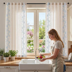 jinchan Evelyn Embroidered Linen Curtains 63 inch Floral Curtains - Image 7
