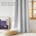 NICETOWN Short Faux Linen Greyish White Blackout Curtains 63 inches Long - Image 3
