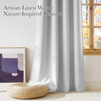 NICETOWN Faux Linen Greyish White Blackout Curtains 84 inches Long - Image 3