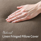 MIULEE Decorative Throw Pillow Covers Neutral Linen Fringe Throw Pillows Euro - Image 2