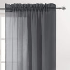DWCN Dark Grey Sheer Curtains for Kitchen Windows - Image 2
