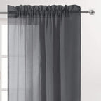 DWCN Dark Grey Sheer Curtains Semi Transparent Voile Rod Pocket Curtains - Image 2