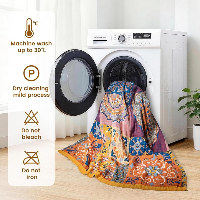 MSGKV Boho Throw Blanket for Bed 60"x80" 100% Cotton Couch Blanket Spring - Image 7