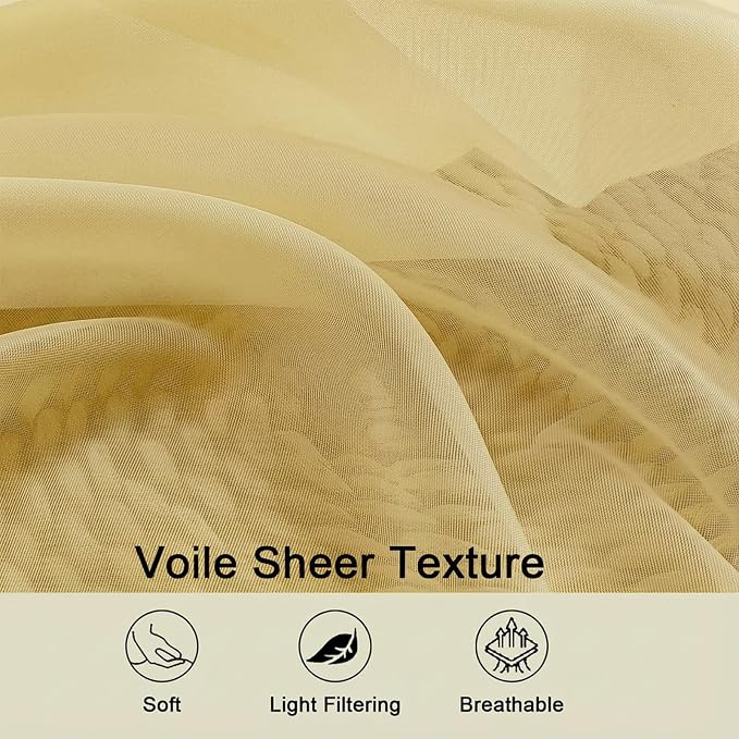 Sheer Curtains 63 Inch Length 2 Panels Set - Image 3