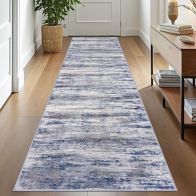 KOZYFLY Modern Abstract Washable Rug Runner 2.6x10 Hallway Rug Runner Non-Slip by KOZYFLY
