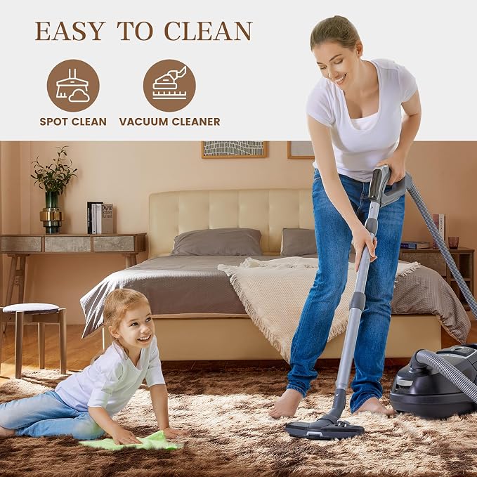Fluffy Shag Area Rugs for Bedroom, 5x7 Ft Tie-Dyed Coffee Upgrade Anti-Skid - Image 7