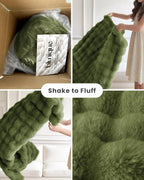 Ultra Soft Cozy Faux Fur Throw Blanket, Fuzzy Plush Thick Bubble Blanket - Image 9